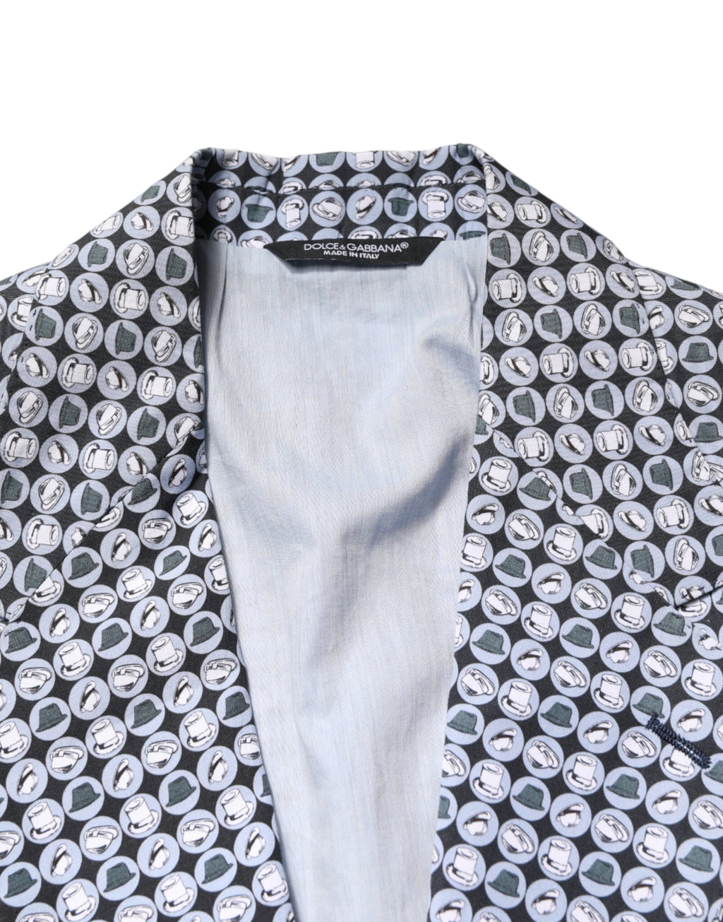Dolce & Gabbana Blauer Baumwoll-Sakko mit Muster, einreihig