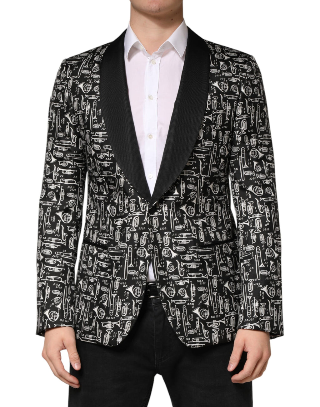 Dolce & Gabbana Black Jazz Club Silk Single-Breasted Blazer