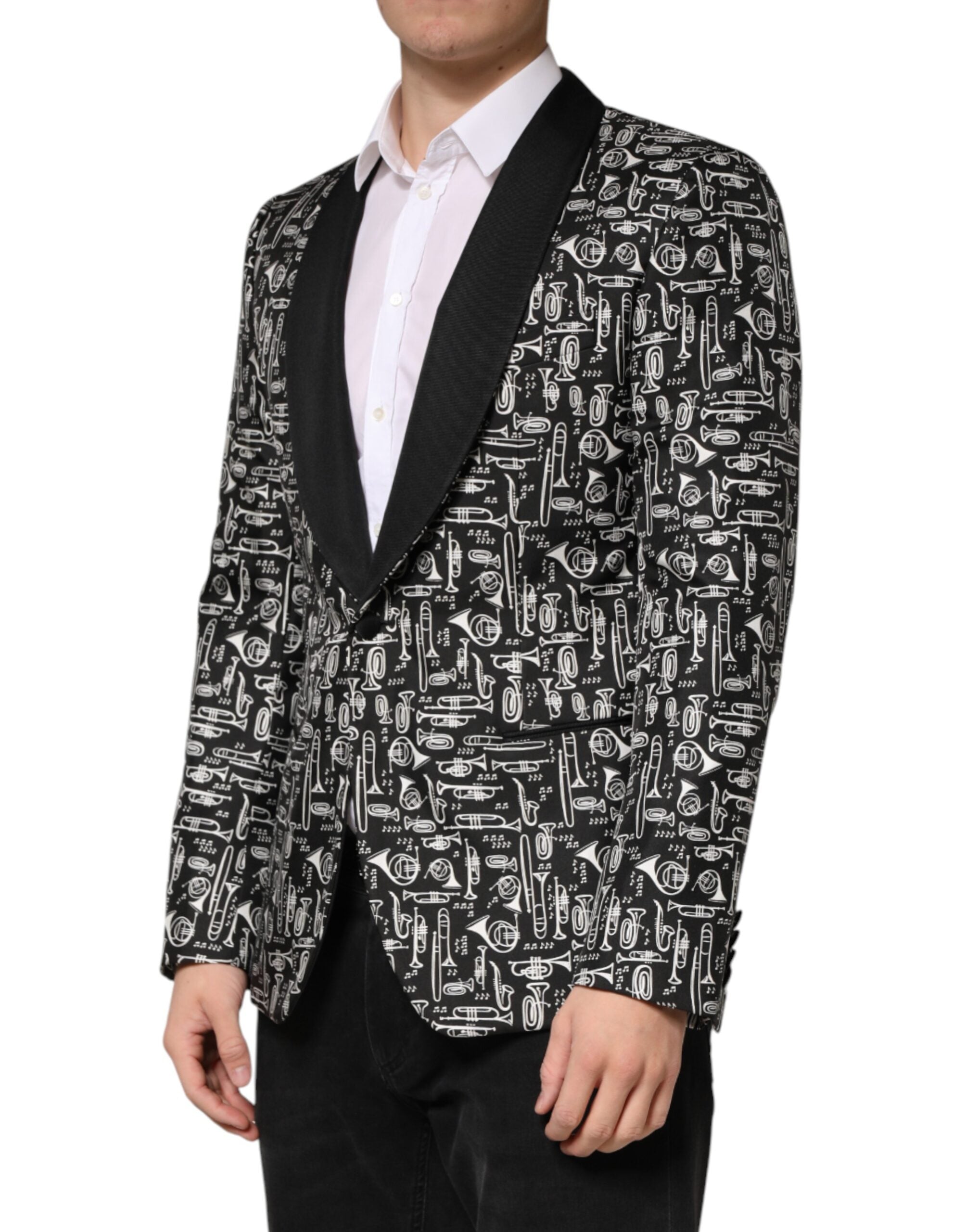 Dolce & Gabbana Black Jazz Club Silk Single-Breasted Blazer