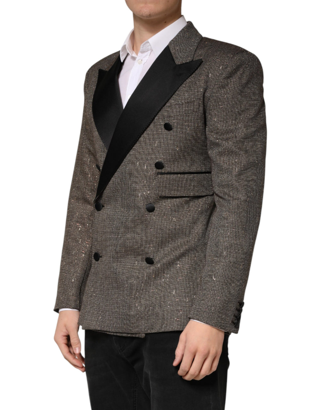 Dolce & Gabbana Grey Double-Breasted Blazer with 2 Buttons