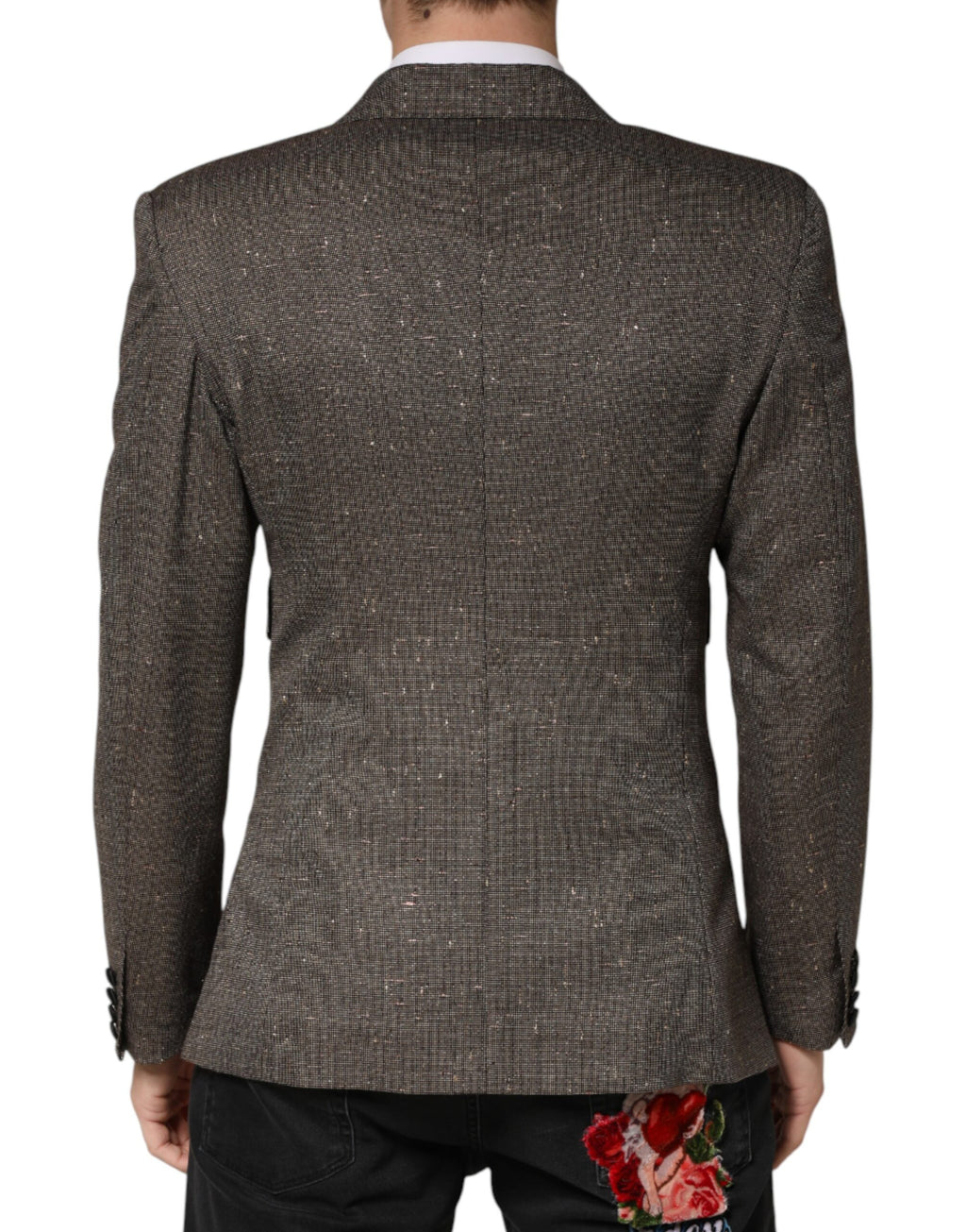 Dolce & Gabbana Grey Double-Breasted Blazer with 2 Buttons