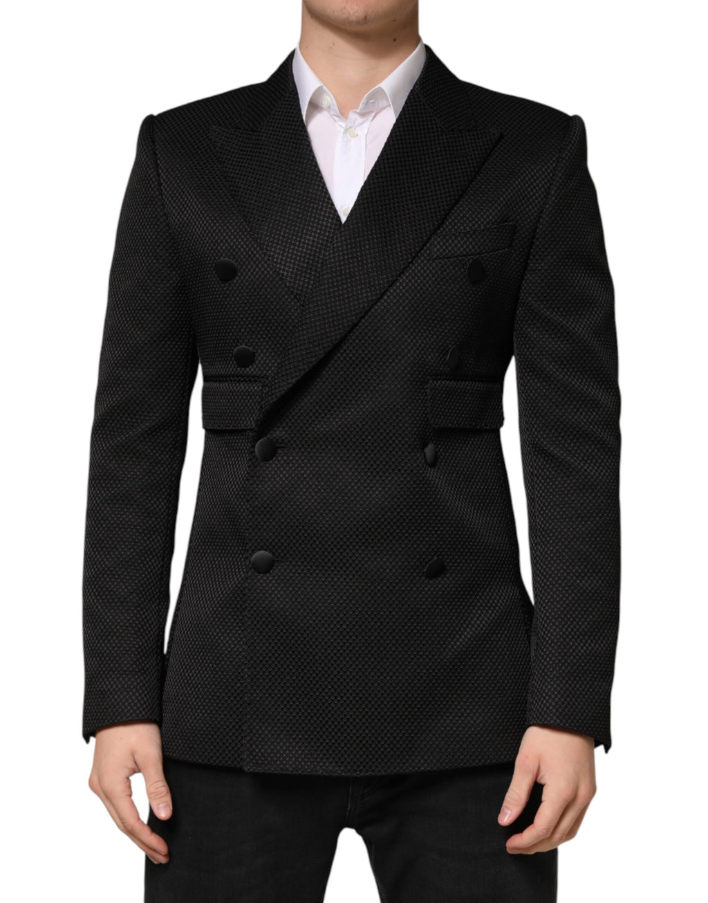 Dolce & Gabbana Black Cotton Double-Breasted 2-Button Blazer