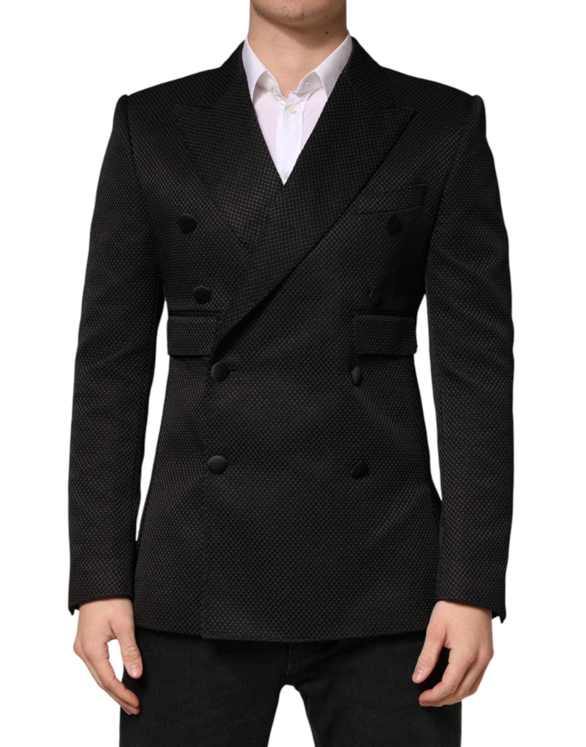 Dolce & Gabbana Black Cotton Double-Breasted 2-Button Blazer
