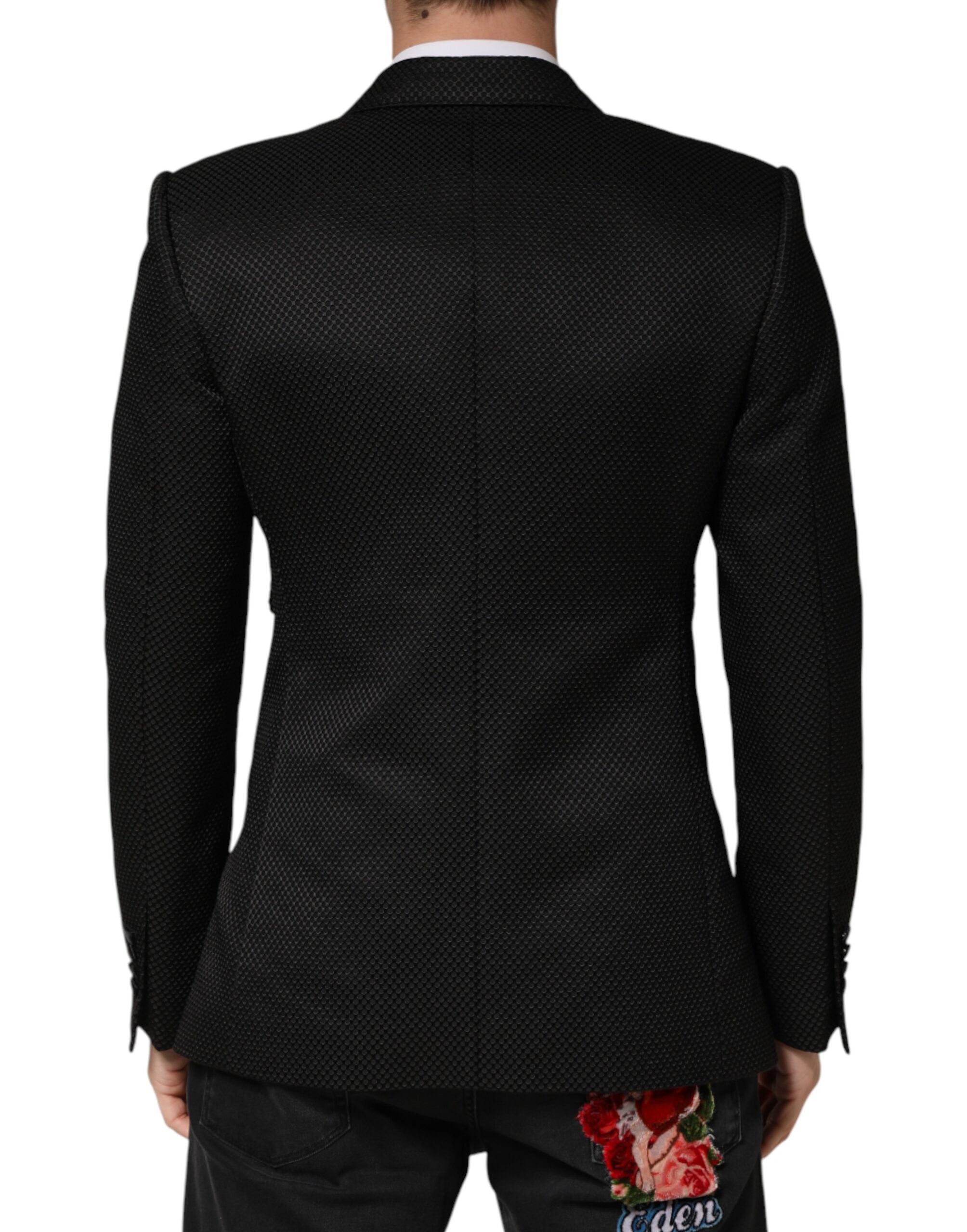 Dolce & Gabbana Black Cotton Double-Breasted 2-Button Blazer