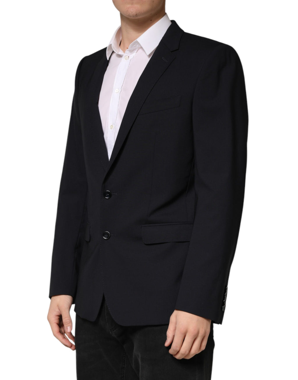 Dolce & Gabbana Schwarzer Woll-Sakko mit 2 Knöpfen