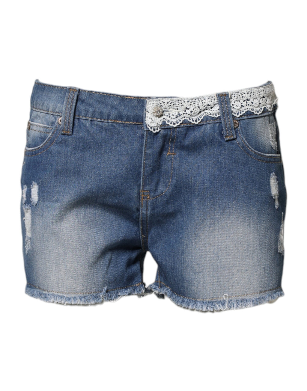 Gio Cellini Blaue Baumwoll-Shorts mit niedrigem Bund im Casual-Look