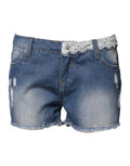 Gio Cellini Blaue Baumwoll-Shorts mit niedrigem Bund im Casual-Look