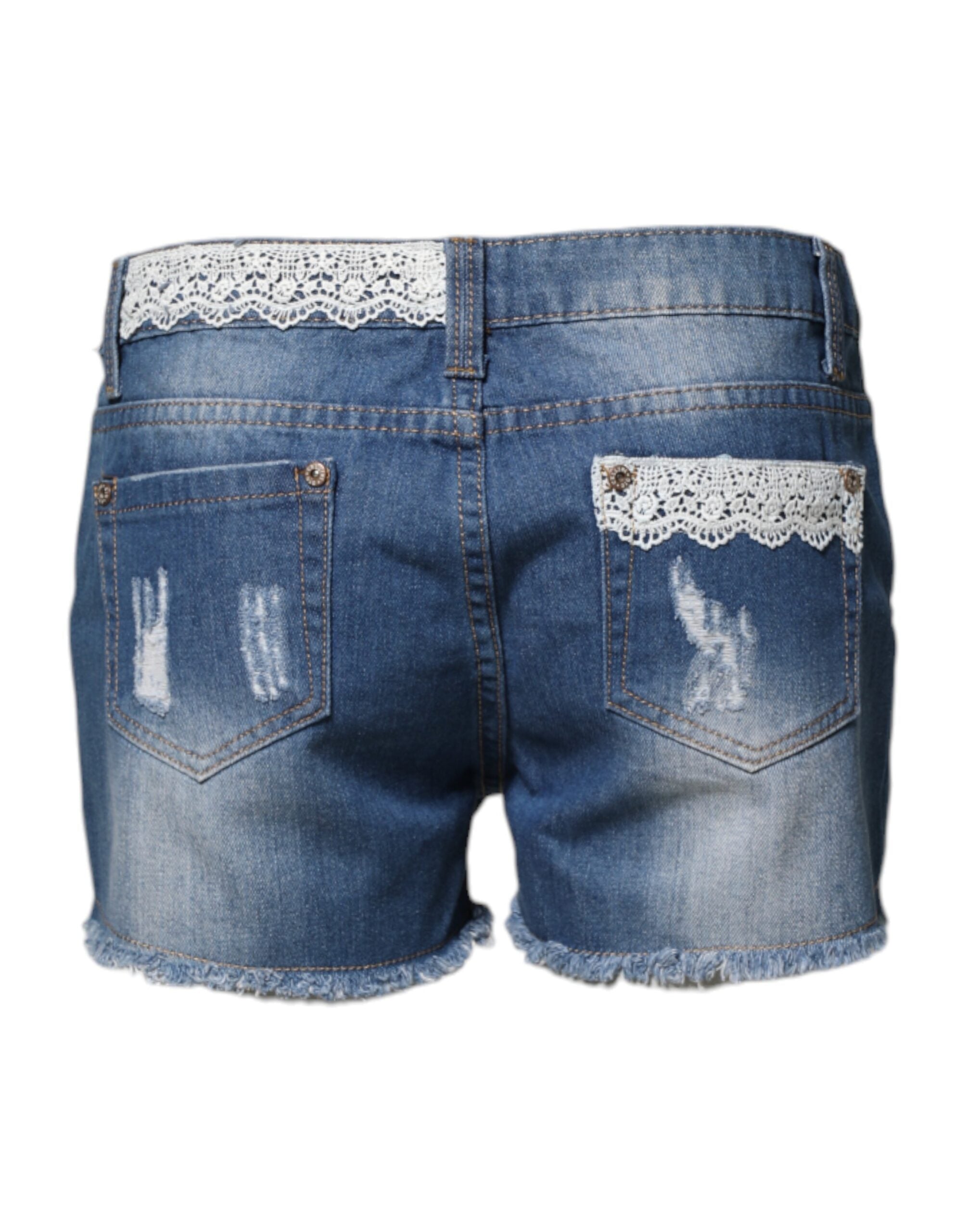 Gio Cellini Blaue Baumwoll-Shorts mit niedrigem Bund im Casual-Look