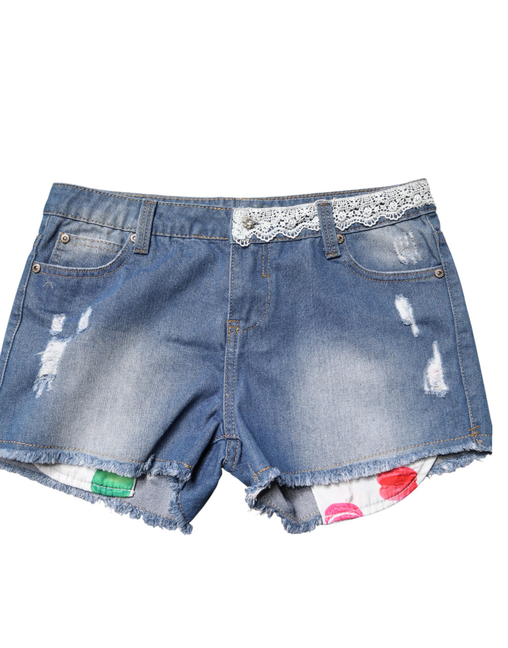 Gio Cellini Blaue Baumwoll-Shorts mit niedrigem Bund im Casual-Look