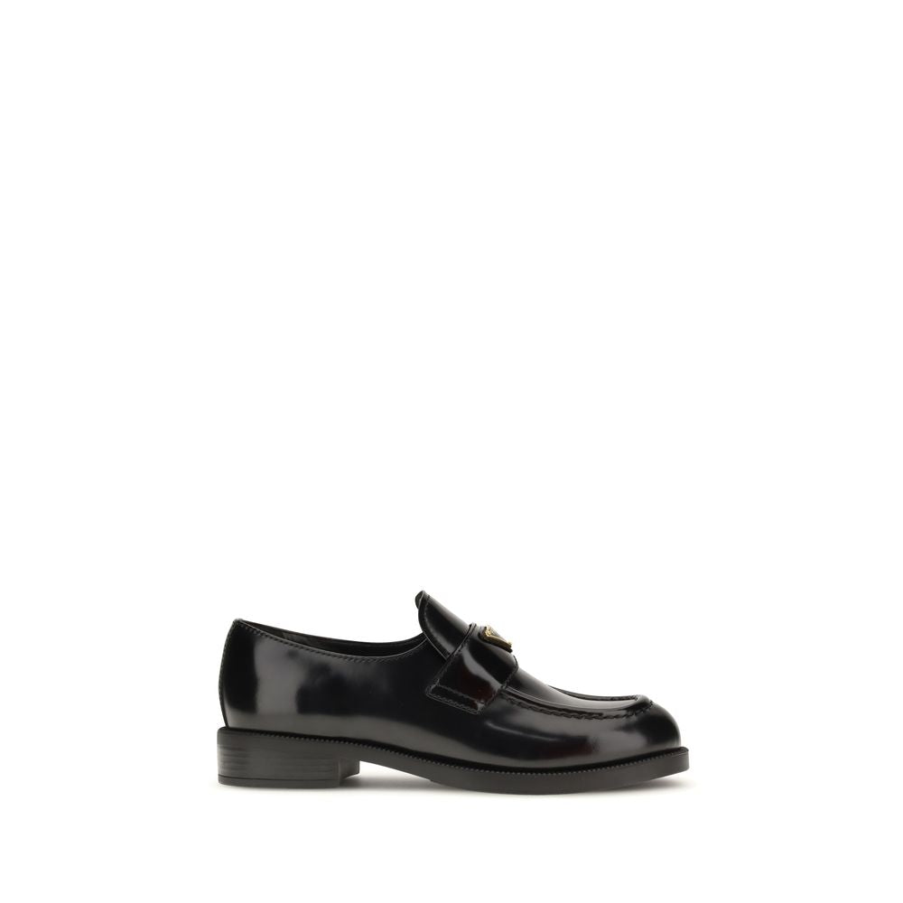 Prada Schwarze "Bos Taurus" Kalbsleder Loafer zum Hineinschlüpfen