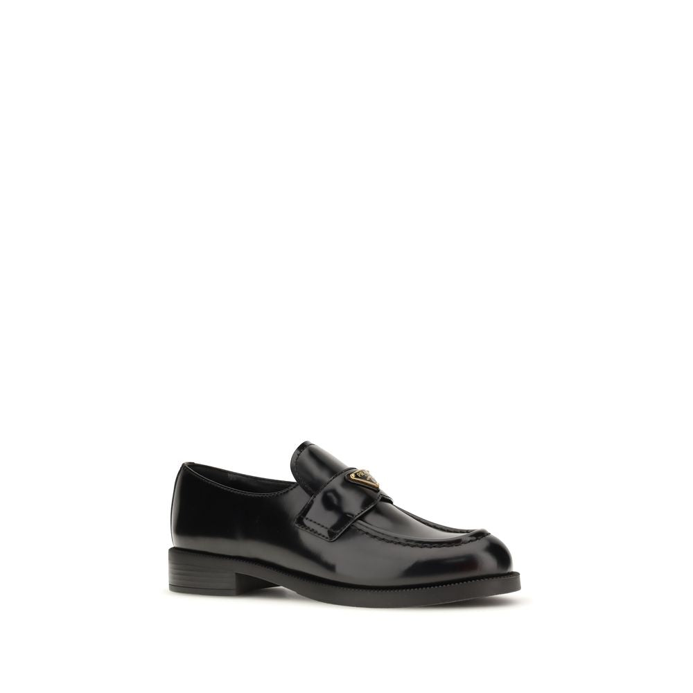 Prada Schwarze "Bos Taurus" Kalbsleder Loafer zum Hineinschlüpfen