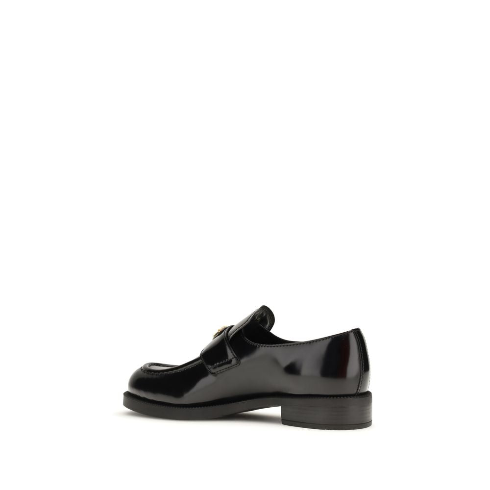 Prada Schwarze "Bos Taurus" Kalbsleder Loafer zum Hineinschlüpfen