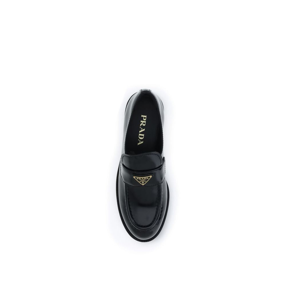 Prada Schwarze "Bos Taurus" Kalbsleder Loafer zum Hineinschlüpfen
