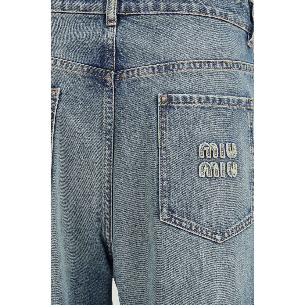 Miu Miu Blue Straight-Leg Cotton Jeans
