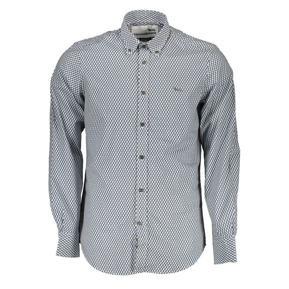 Harmont & Blaine Blaues Baumwollhemd mit Muster