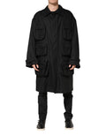 Dolce & Gabbana Schwarzer Trenchcoat mit Taschen und Kragen