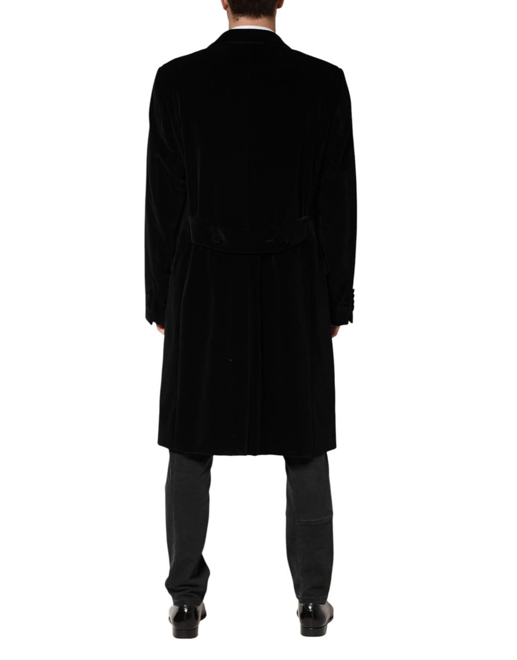 Dolce & Gabbana Schwarzer Baumwoll-Samt-Trenchcoat