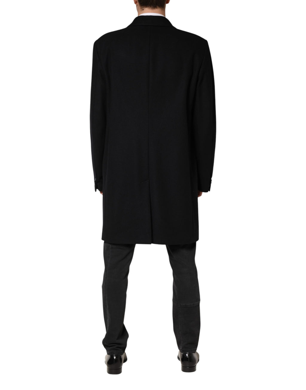 Dolce & Gabbana Schwarzer Wollmantel mit Einreiher-Schnitt