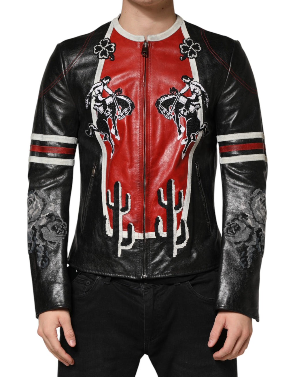 Dolce & Gabbana Multicolor Guns n' Roses Men's Full-Zip Biker Jacket