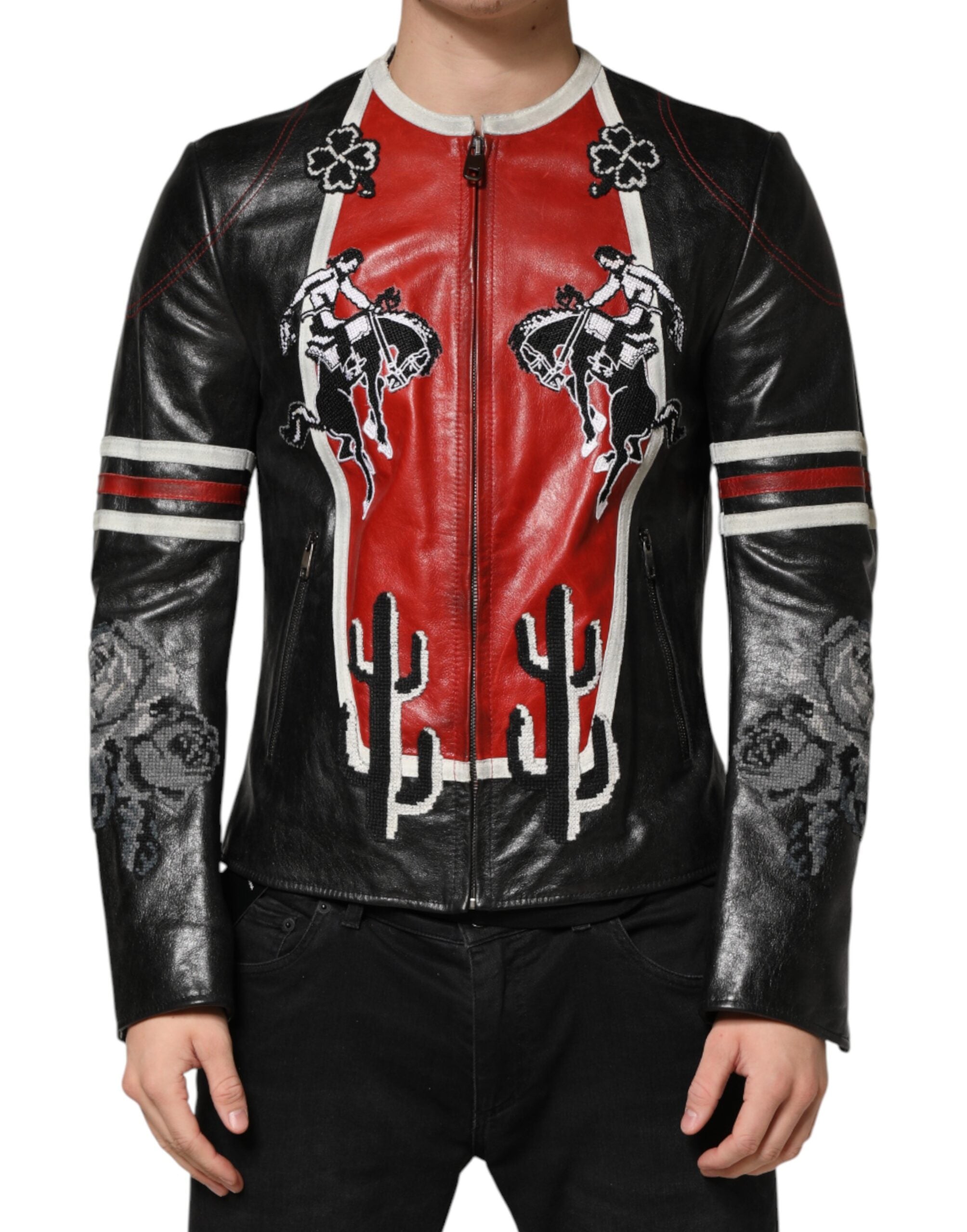 Dolce & Gabbana Multicolor Guns n' Roses Men's Full-Zip Biker Jacket