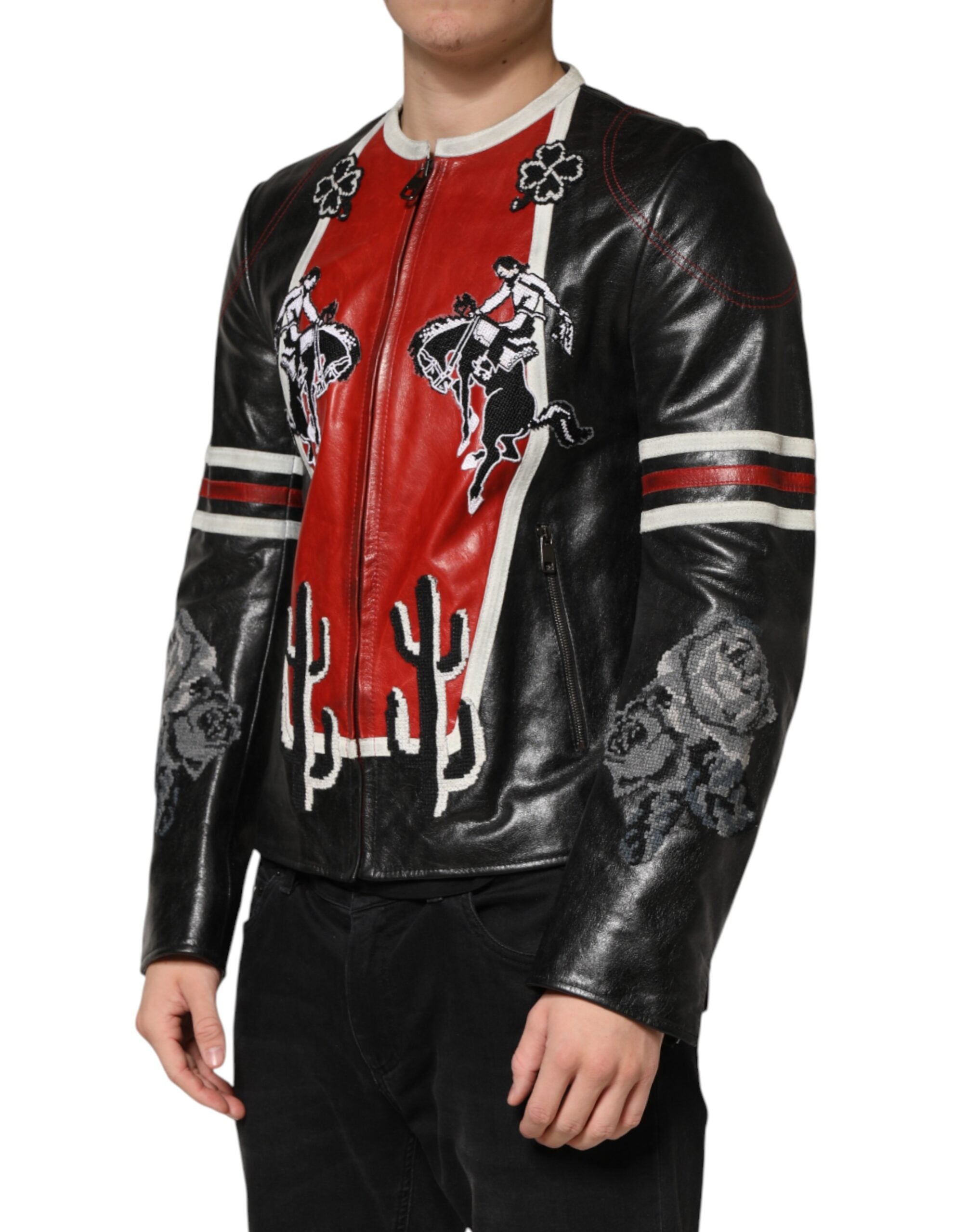 Dolce & Gabbana Multicolor Guns n' Roses Men's Full-Zip Biker Jacket