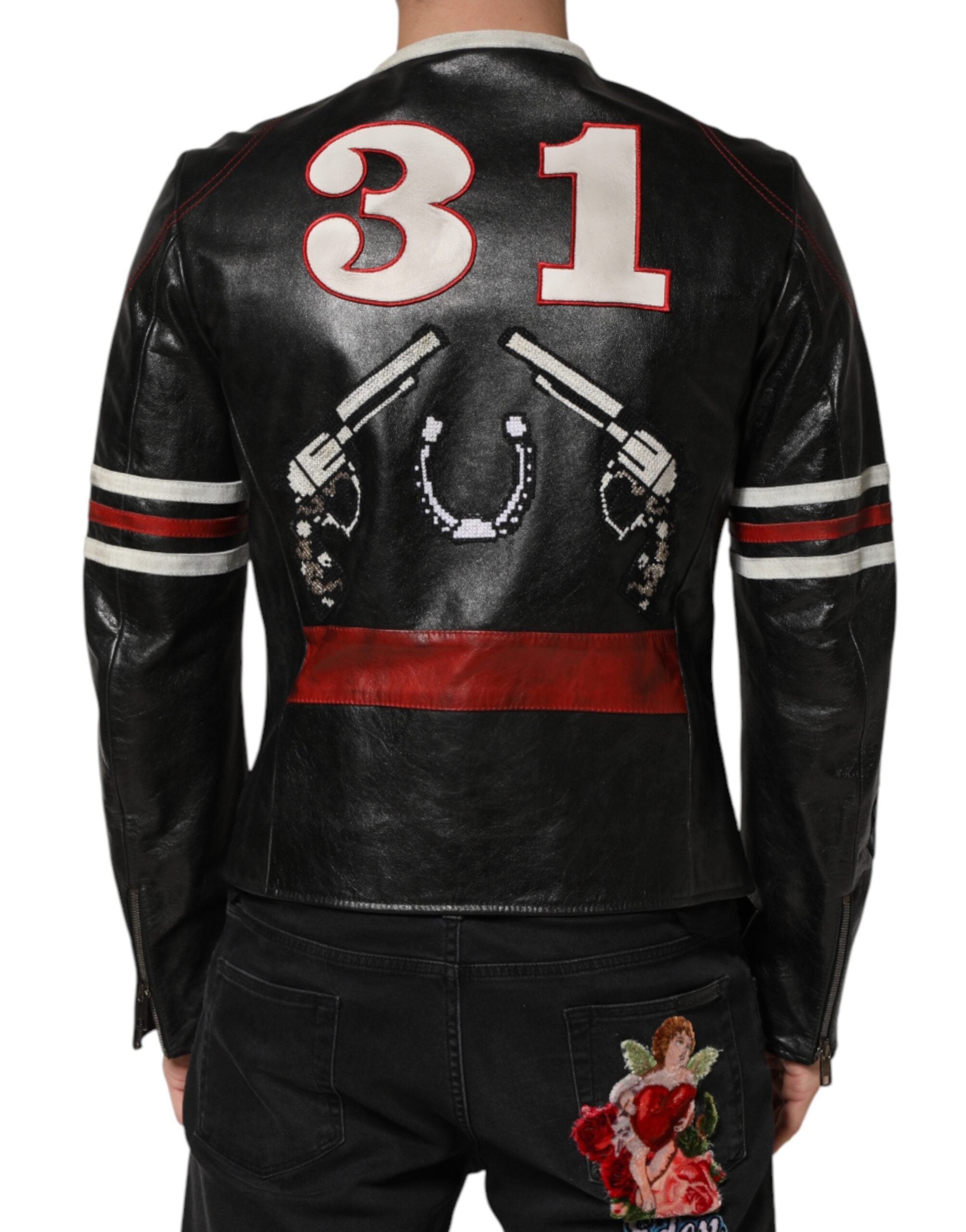 Dolce & Gabbana Multicolor Guns n' Roses Men's Full-Zip Biker Jacket