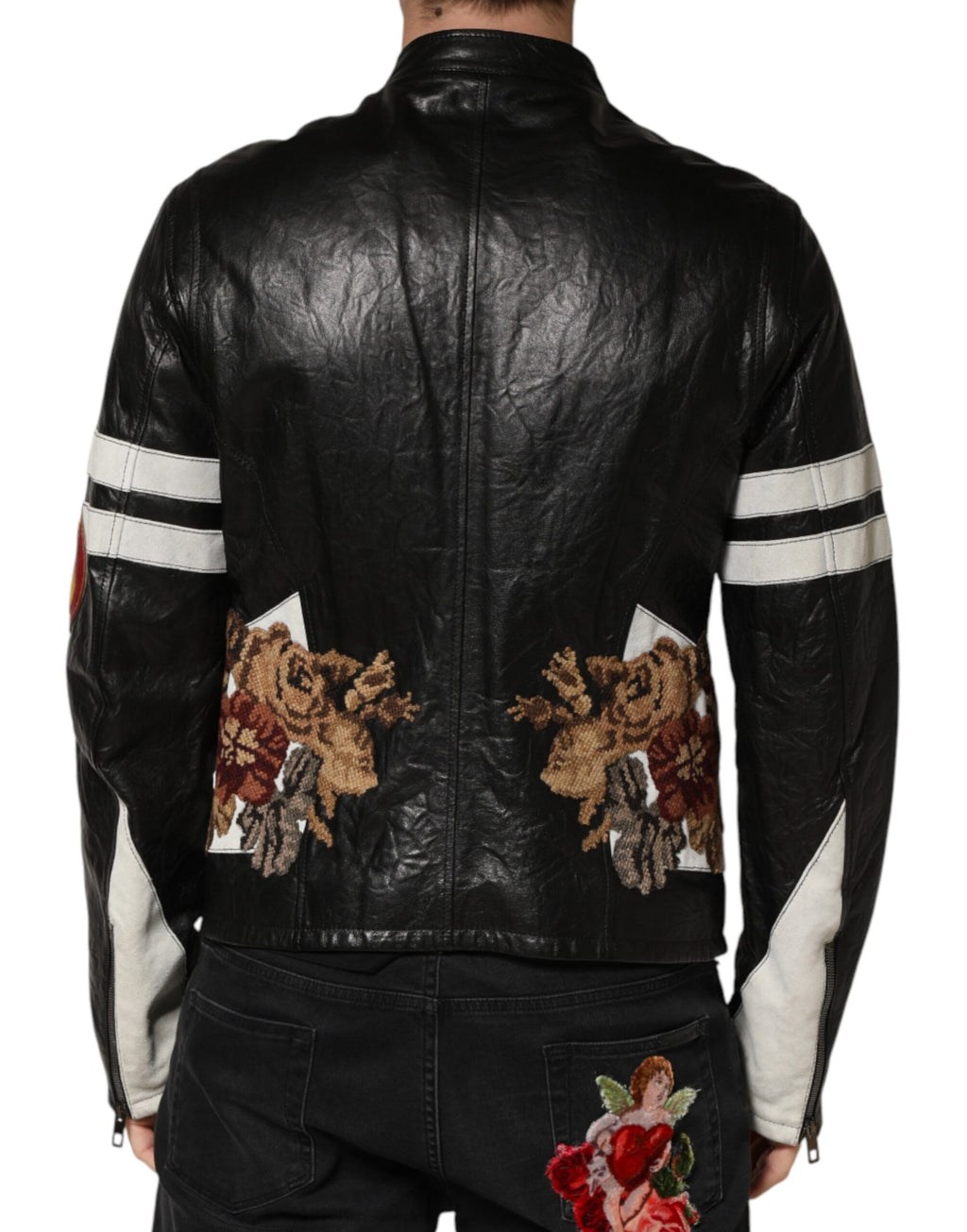 Dolce & Gabbana Black Guns n' Roses Full-Zip Men's Biker Jacket
