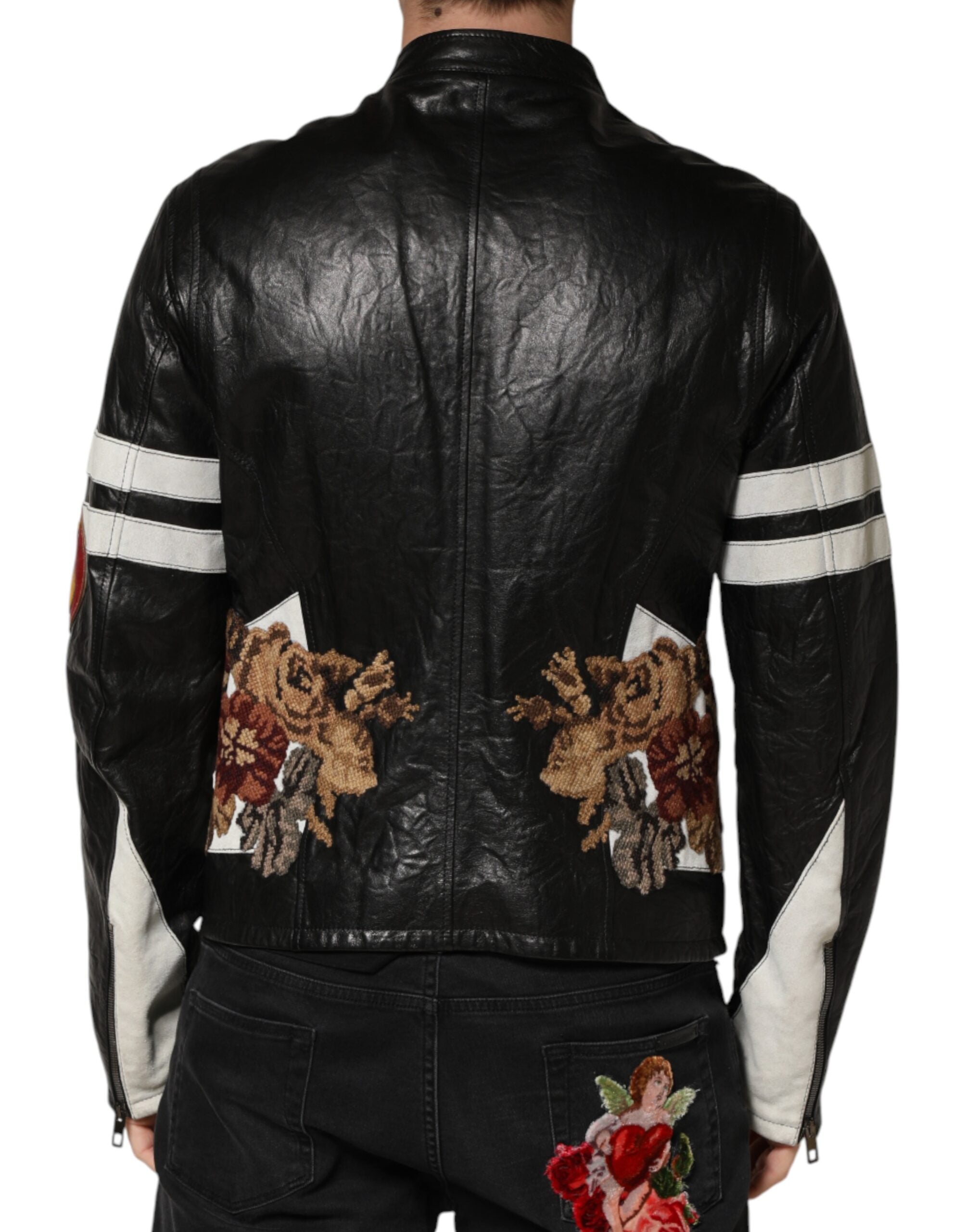 Dolce & Gabbana Black Guns n' Roses Full-Zip Men's Biker Jacket