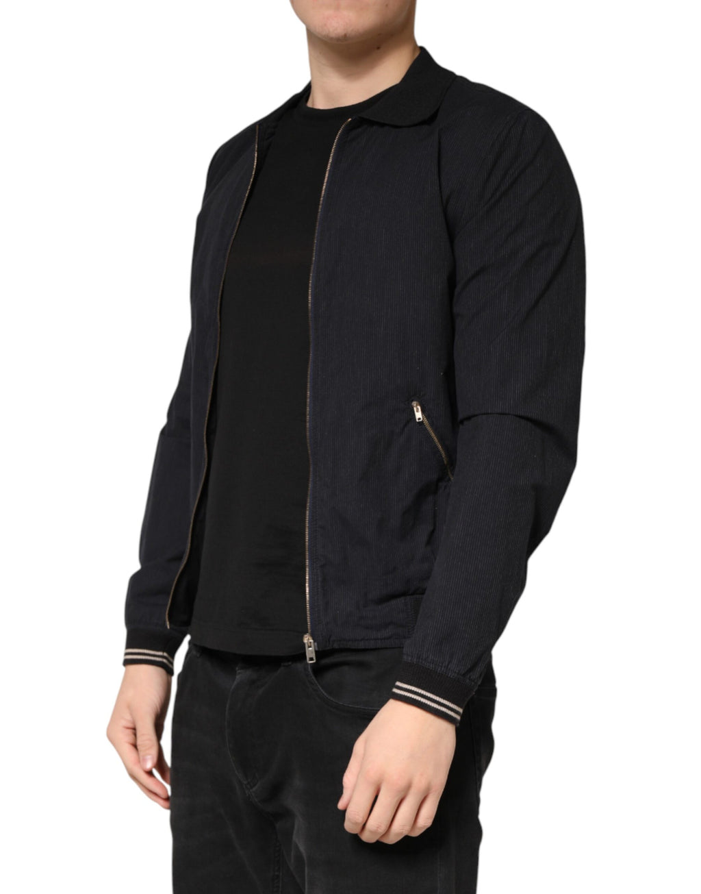 Dolce & Gabbana Men's Dark Blue Cotton Bomber Jacket with Full Zip