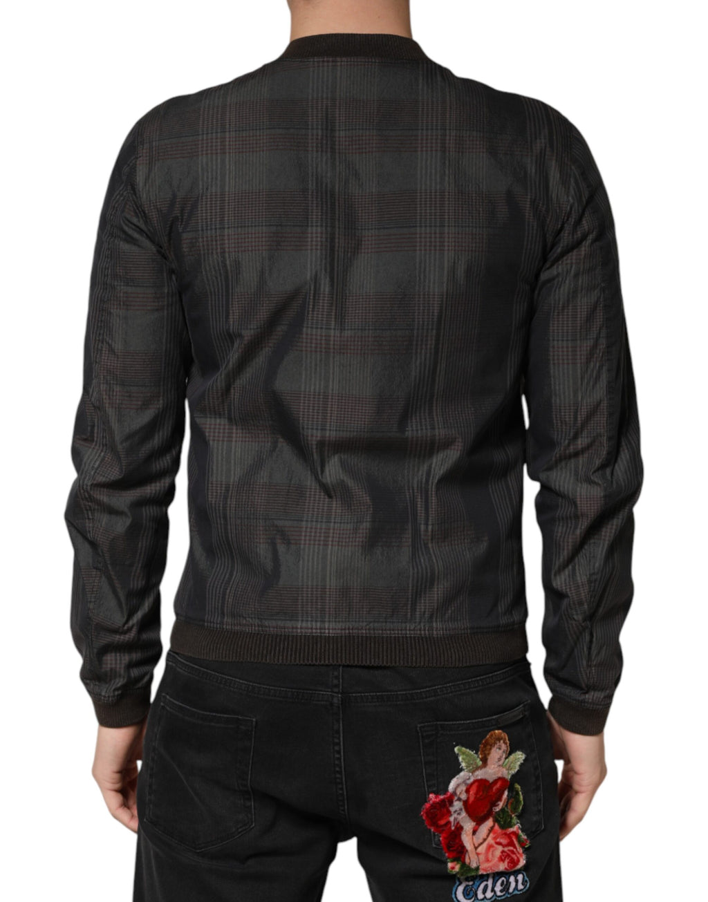 Dolce & Gabbana Black Cotton Bomber Jacket with Full Zip