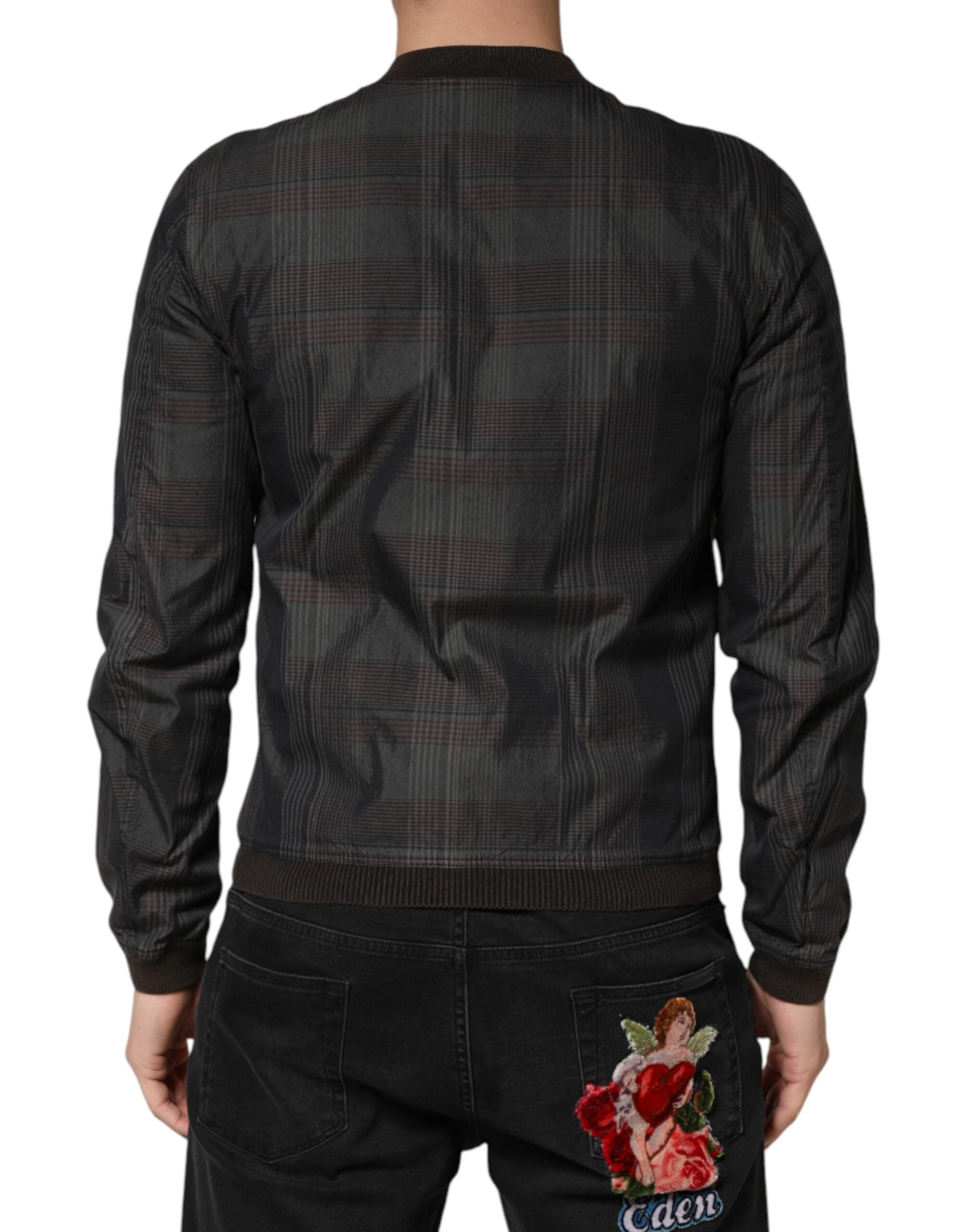 Dolce & Gabbana Black Cotton Bomber Jacket with Full Zip