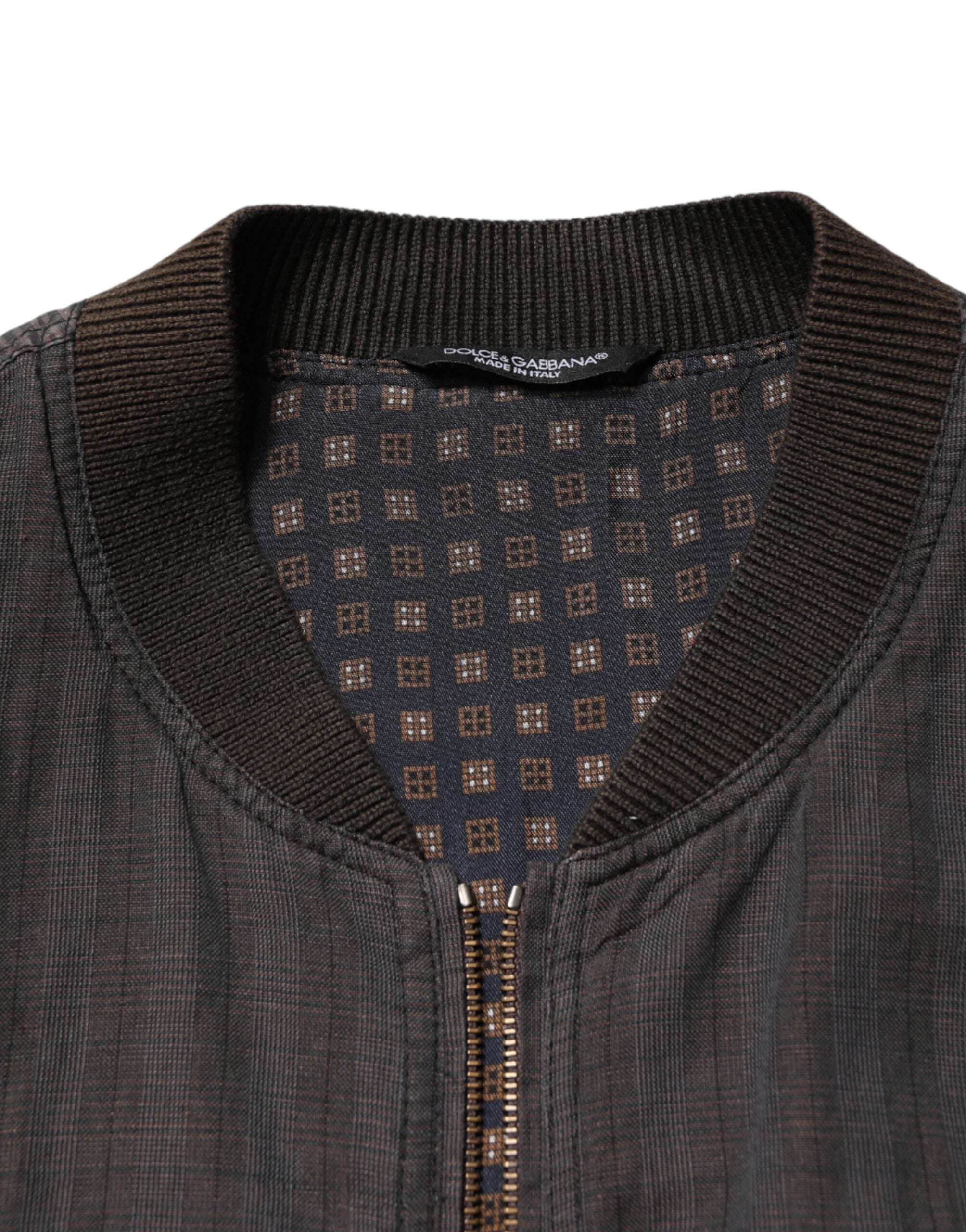 Dolce & Gabbana Black Cotton Bomber Jacket with Full Zip