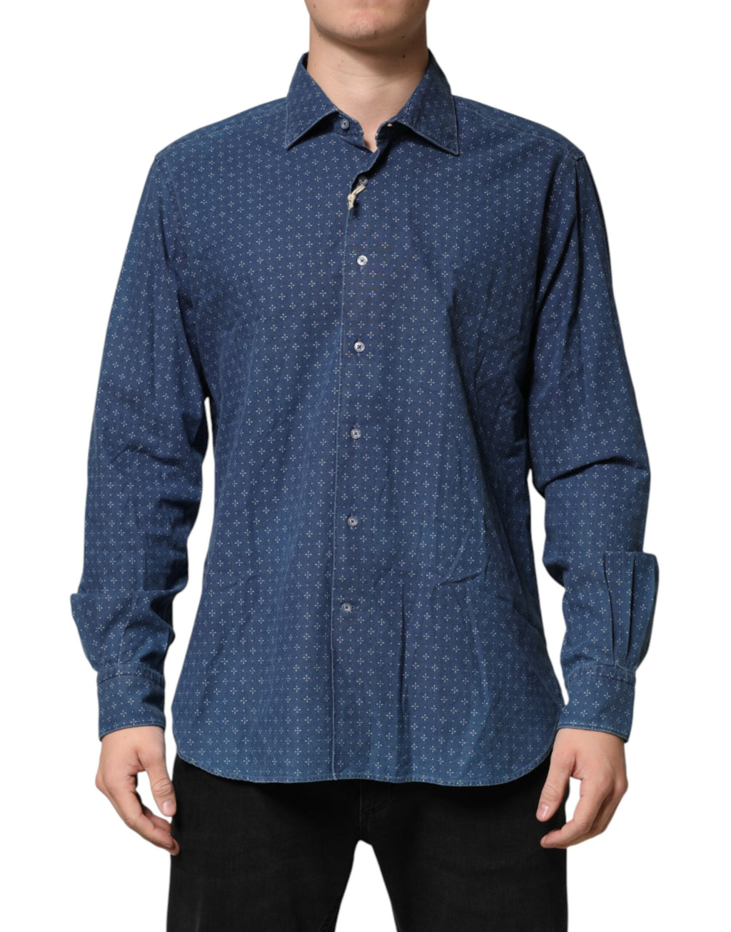 Orian 1968 Men's Shirt with Blue Buttons and Long Sleeves