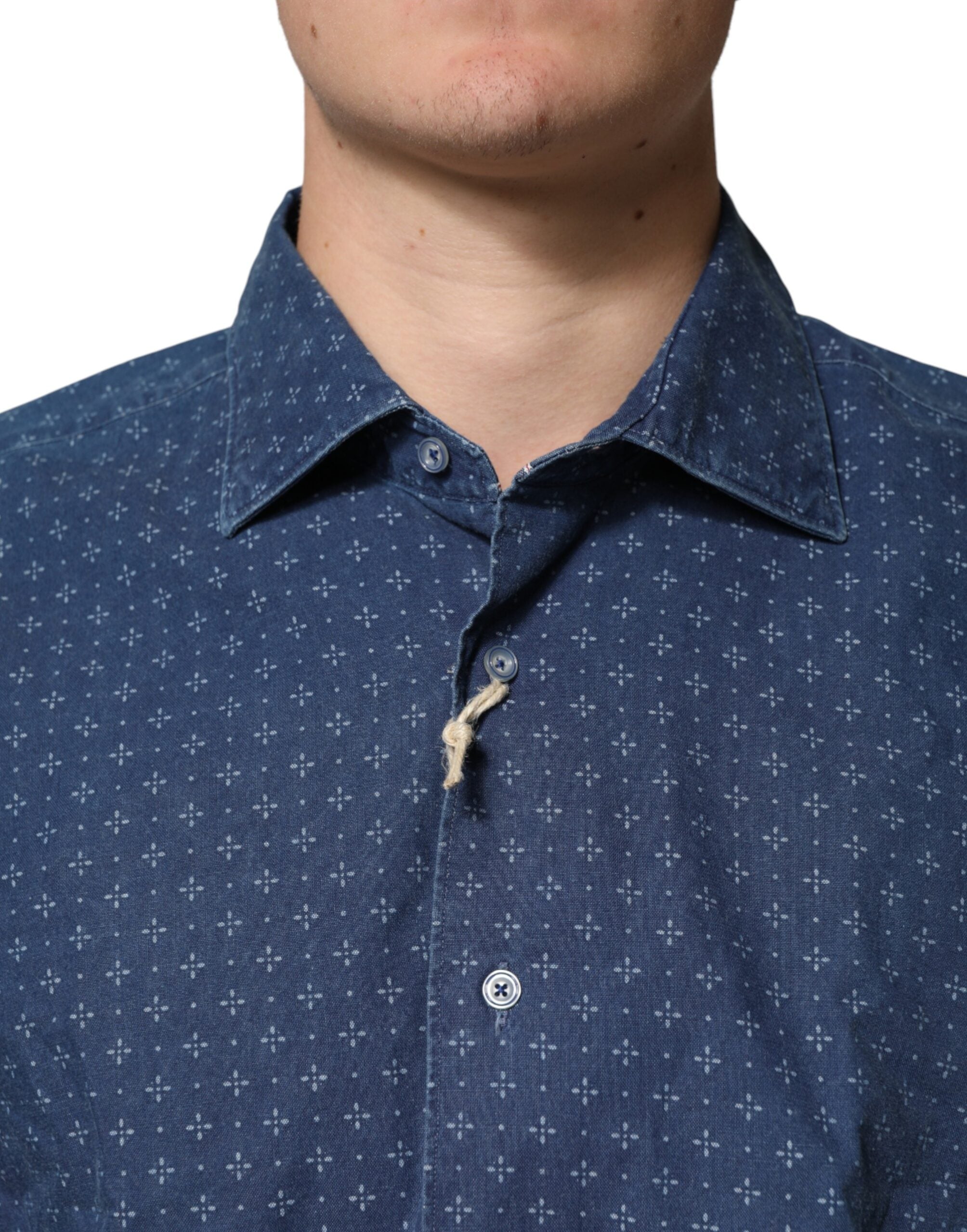 Orian 1968 Men's Shirt with Blue Buttons and Long Sleeves