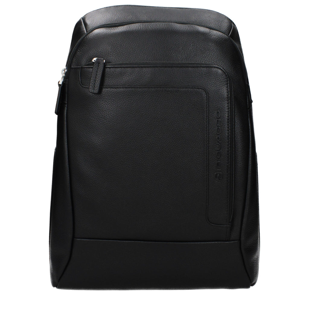 Piquadro Schwarzer Lederrucksack