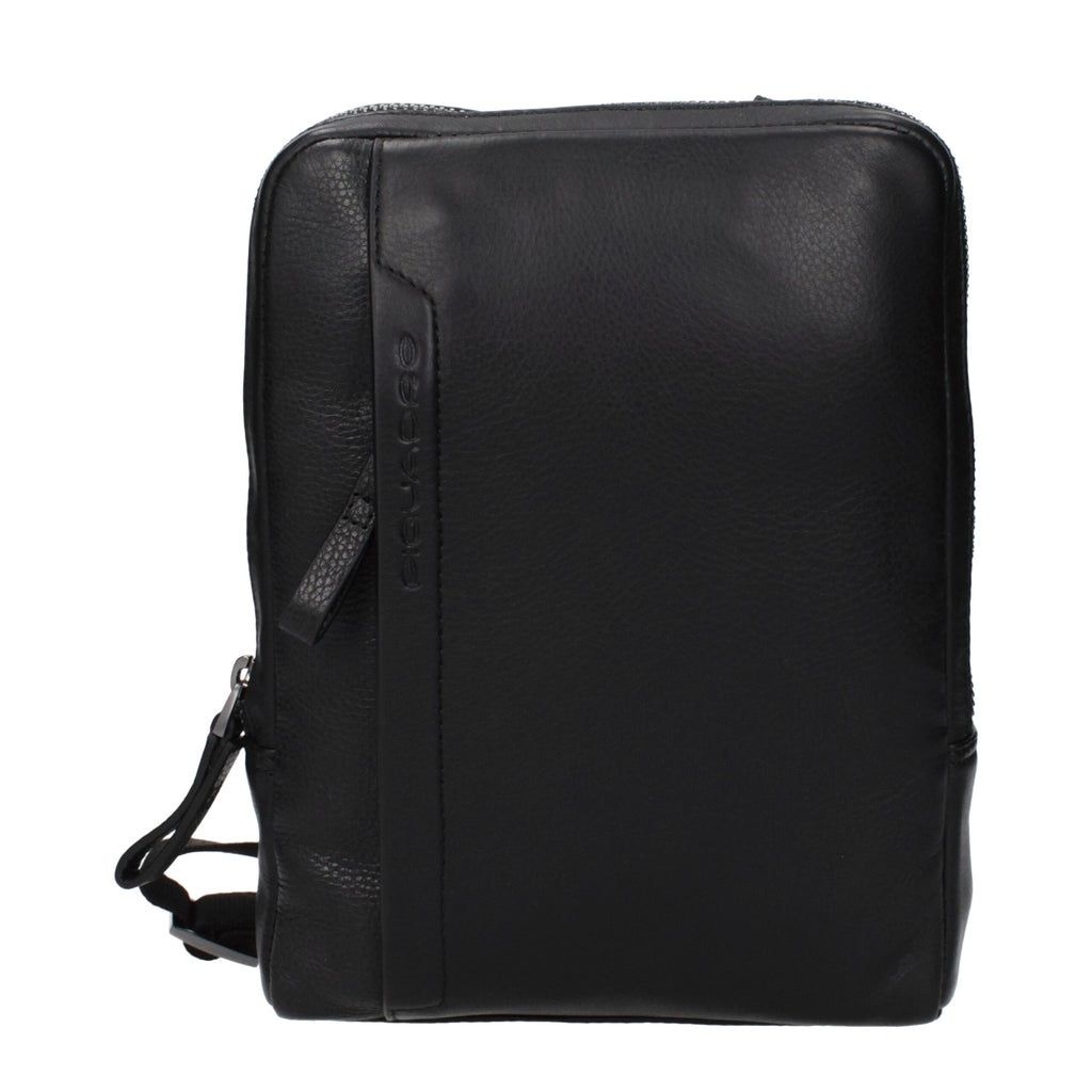Piquadro Schwarze Leder Umhängetasche