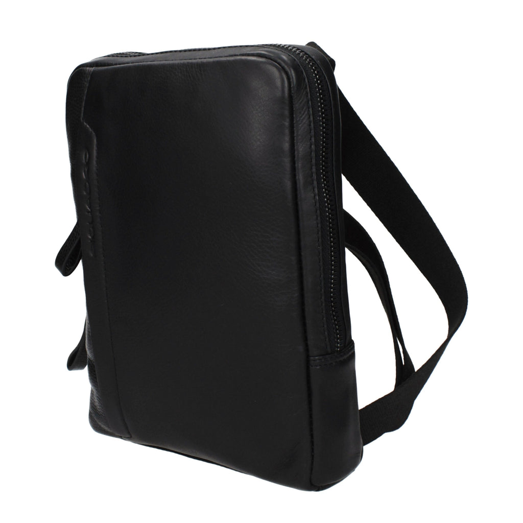 Piquadro Schwarze Leder Umhängetasche