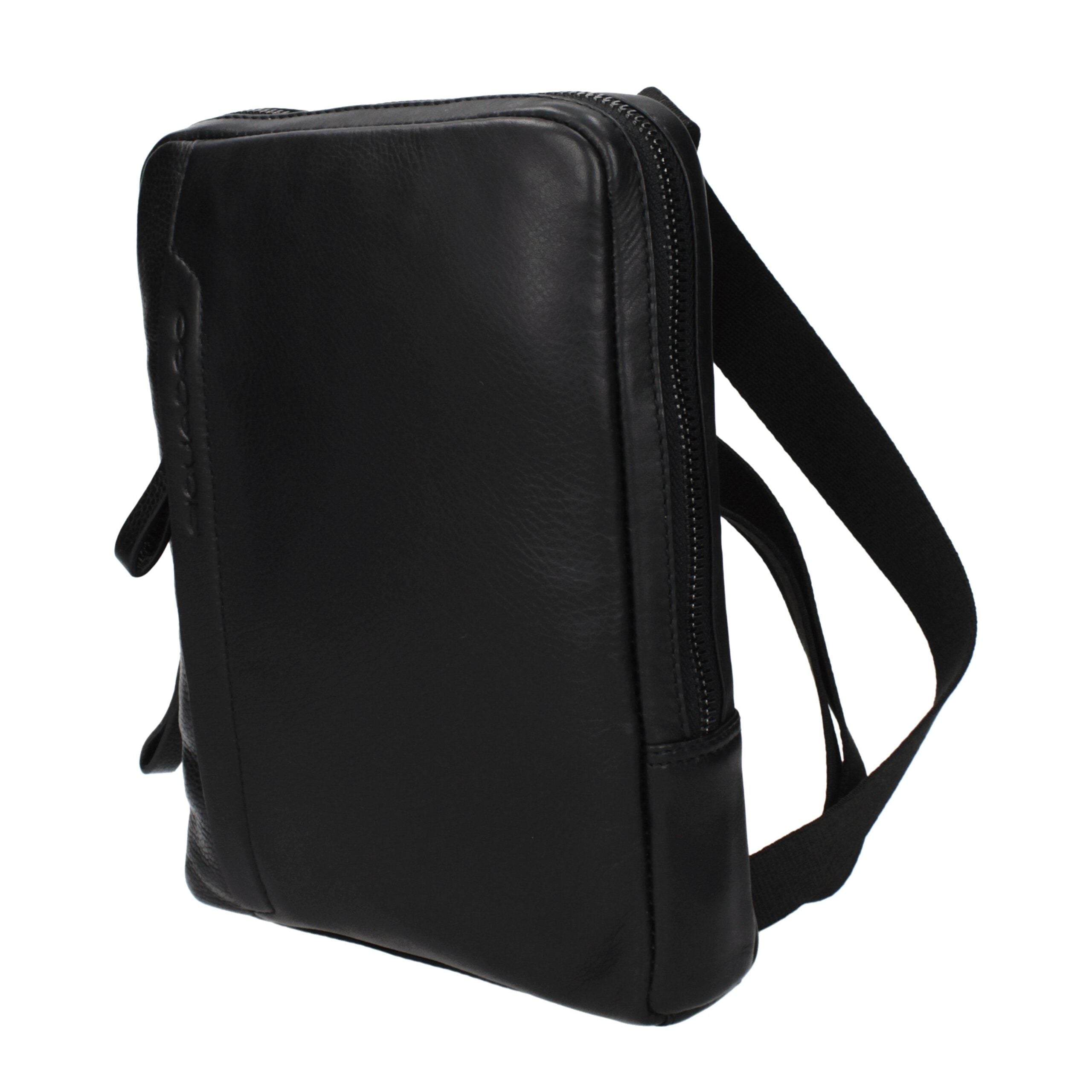 Piquadro Schwarze Leder Umhängetasche