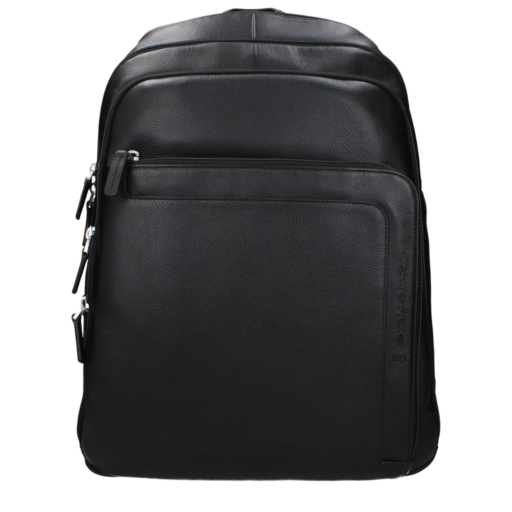 Piquadro Schwarzer Lederrucksack