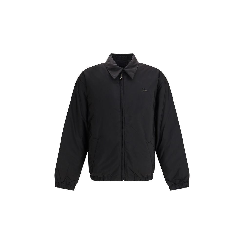 Prada Schwarze Jacke aus recyceltem Polyamid in voller Länge