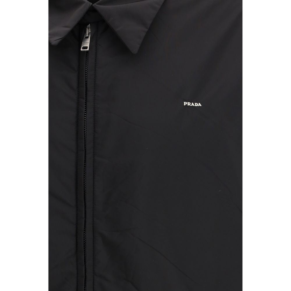 Prada Schwarze Jacke aus recyceltem Polyamid in voller Länge