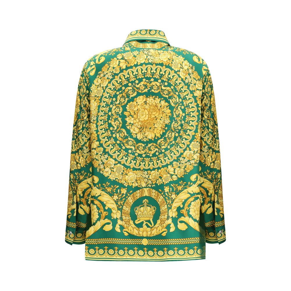 Versace Zweifarbige Seidenhemd mit Muster