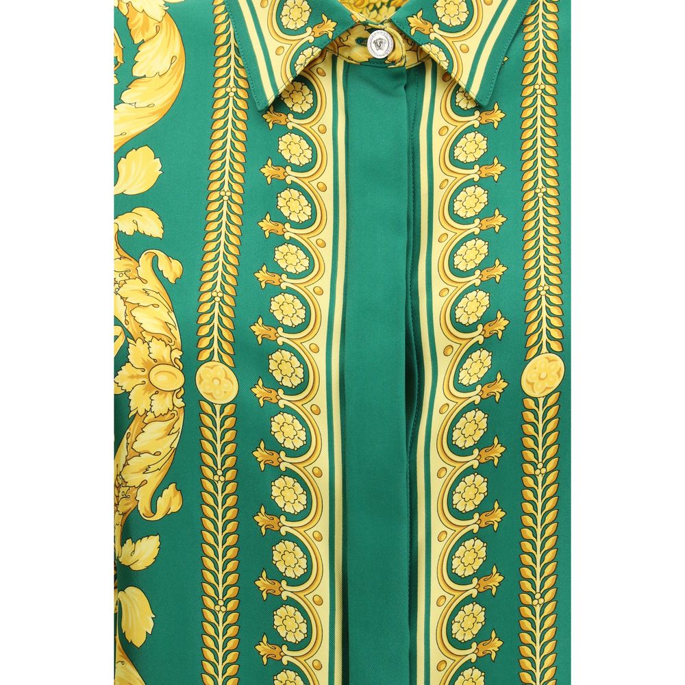 Versace Zweifarbige Seidenhemd mit Muster