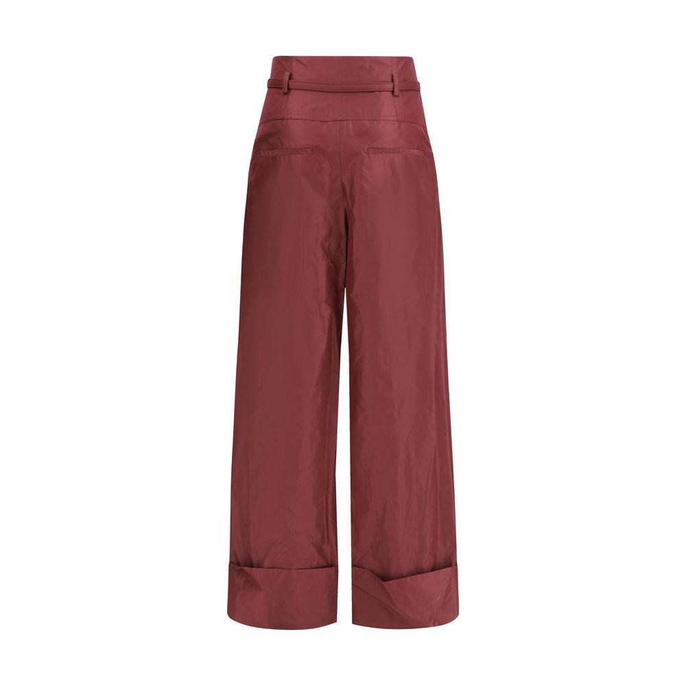 Fendi Silk Trousers in Burgundy