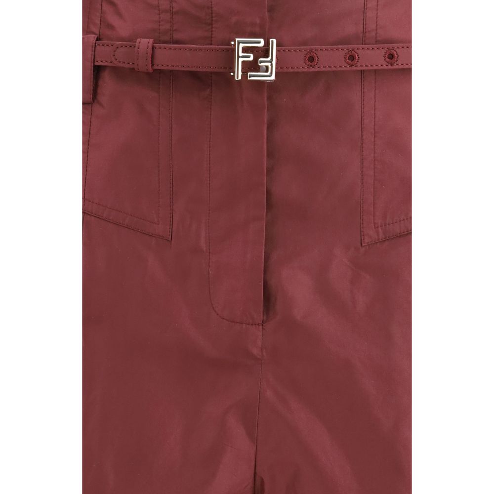 Fendi Silk Trousers in Burgundy