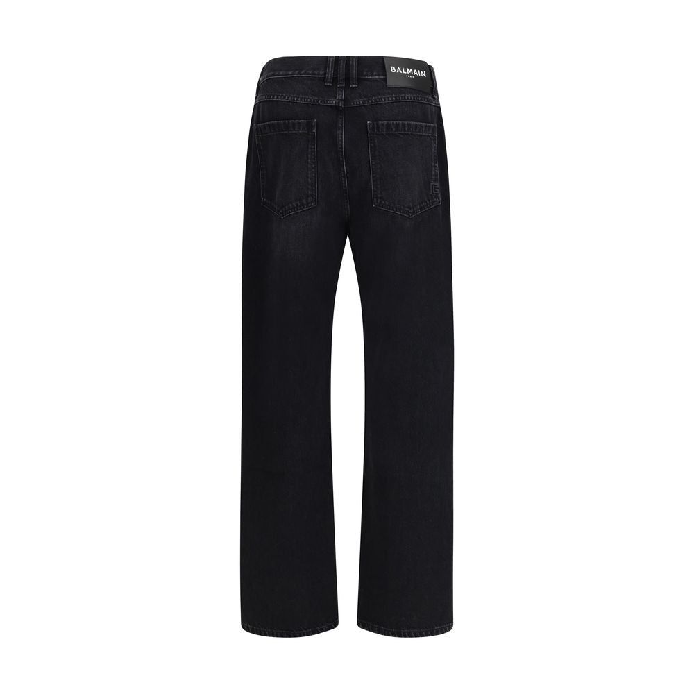 Balmain Black Cotton Denim Jeans
