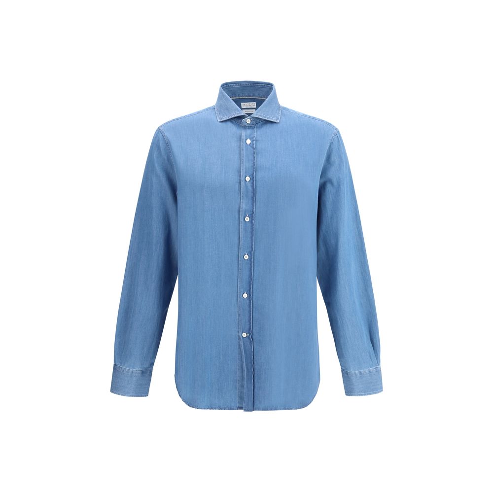 Brunello Cucinelli Blaues Denim-Hemd